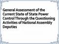 General Assessment of the Current State of State Power Control Through the Questioning Activities of National Assembly Deputies