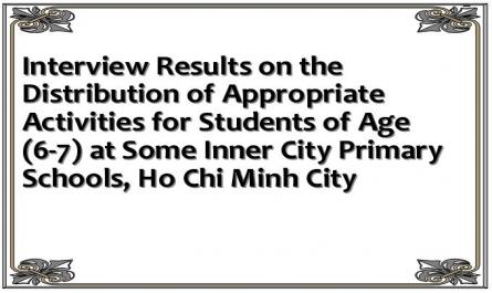 Interview Results on the Distribution of Appropriate Activities for Students of Age (6-7) at Some Inner City Primary Schools, Ho Chi Minh City