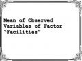 Mean of Observed Variables of Factor “Facilities”