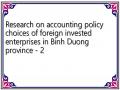 Research on accounting policy choices of foreign invested enterprises in Binh Duong province - 2