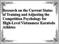 Research on the Current Status of Training and Adjusting the Competition Psychology for High-Level Vietnamese Karatedo Athletes