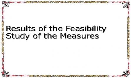 Results of the Feasibility Study of the Measures