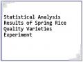 Statistical Analysis Results of Spring Rice Quality Varieties Experiment