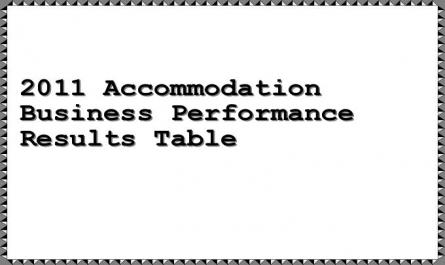 2011 Accommodation Business Performance Results Table