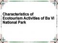 Characteristics of Ecotourism Activities of Ba Vi National Park