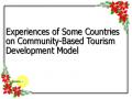 Experiences of Some Countries on Community-Based Tourism Development Model