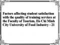 Factors affecting student satisfaction with the quality of training services at the Faculty of Tourism, Ho Chi Minh City University of Food Industry - 21