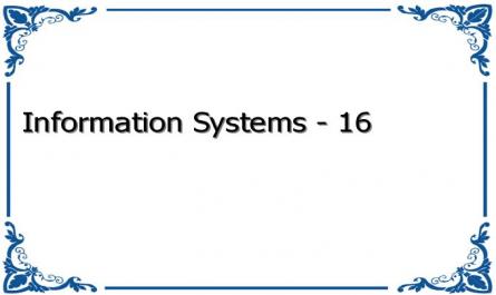 Information Systems - 16