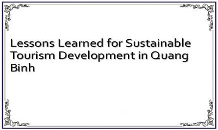 Lessons Learned for Sustainable Tourism Development in Quang Binh