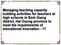 Managing teaching capacity building activities for teachers at high schools in Binh Giang district, Hai Duong province to meet the requirements of educational innovation - 17