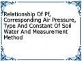 Relationship Of Pf, Corresponding Air Pressure, Type And Constant Of Soil Water And Measurement Method