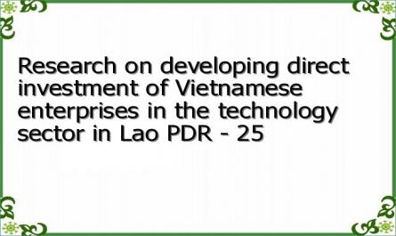 Research on developing direct investment of Vietnamese enterprises in the technology sector in Lao PDR - 25