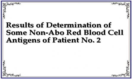Results of Determination of Some Non-Abo Red Blood Cell Antigens of Patient No. 2