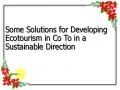 Some Solutions for Developing Ecotourism in Co To in a Sustainable Direction