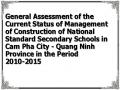 General Assessment of the Current Status of Management of Construction of National Standard Secondary Schools in Cam Pha City - Quang Ninh Province in the Period 2010-2015