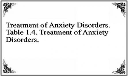 Treatment of Anxiety Disorders. Table 1.4. Treatment of Anxiety Disorders.