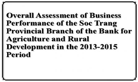 Overall Assessment of Business Performance of the Soc Trang Provincial Branch of the Bank for Agriculture and Rural Development in the 2013-2015 Period