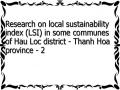 Research on local sustainability index (LSI) in some communes of Hau Loc district - Thanh Hoa province - 2