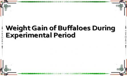 Weight Gain of Buffaloes During Experimental Period