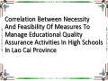 Correlation Between Necessity And Feasibility Of Measures To Manage Educational Quality Assurance Activities In High Schools In Lao Cai Province