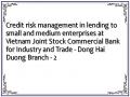 Credit risk management in lending to small and medium enterprises at Vietnam Joint Stock Commercial Bank for Industry and Trade - Dong Hai Duong Branch - 2