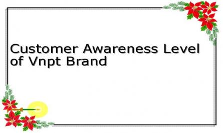 Customer Awareness Level of Vnpt Brand