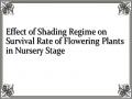 Effect of Shading Regime on Survival Rate of Flowering Plants in Nursery Stage