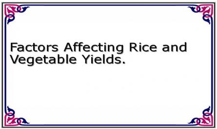 Factors Affecting Rice and Vegetable Yields.