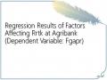 Regression Results of Factors Affecting Rrtk at Agribank (Dependent Variable: Fgapr)