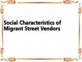 Social Characteristics of Migrant Street Vendors