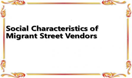 Social Characteristics of Migrant Street Vendors