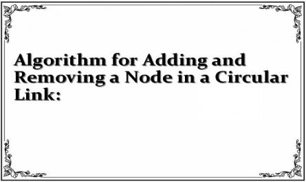 Algorithm for Adding and Removing a Node in a Circular Link: