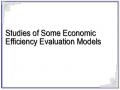 Studies of Some Economic Efficiency Evaluation Models