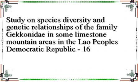 Study on species diversity and genetic relationships of the family Gekkonidae in some limestone mountain areas in the Lao People's Democratic Republic - 16
