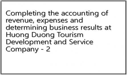 Completing the accounting of revenue, expenses and determining business results at Huong Duong Tourism Development and Service Company - 2