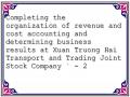 Completing the organization of revenue and cost accounting and determining business results at Xuan Truong Hai Transport and Trading Joint Stock Company ﻿ - 2
