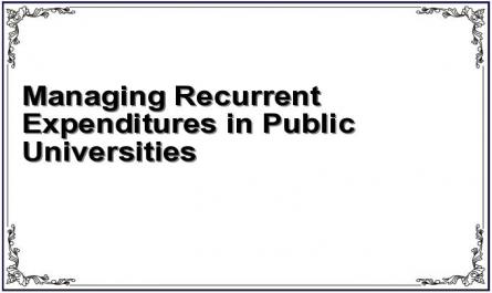 Managing Recurrent Expenditures in Public Universities