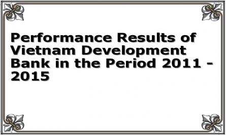 Performance Results of Vietnam Development Bank in the Period 2011 - 2015