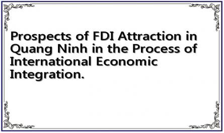 Prospects of FDI Attraction in Quang Ninh in the Process of International Economic Integration.