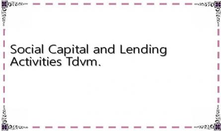 Social Capital and Lending Activities Tdvm.