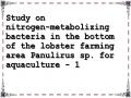 Study on nitrogen-metabolizing bacteria in the bottom of the lobster farming area Panulirus sp. for aquaculture - 1