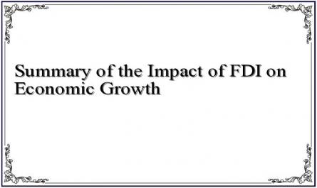 Summary of the Impact of FDI on Economic Growth