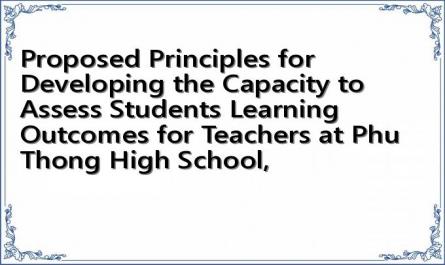 Proposed Principles for Developing the Capacity to Assess Students Learning Outcomes for Teachers at Phu Thong High School,