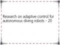 Research on adaptive control for autonomous diving robots - 20