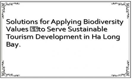 Solutions for Applying Biodiversity Values ​​to Serve Sustainable Tourism Development in Ha Long Bay.