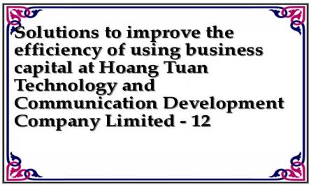 Solutions to improve the efficiency of using business capital at Hoang Tuan Technology and Communication Development Company Limited - 12