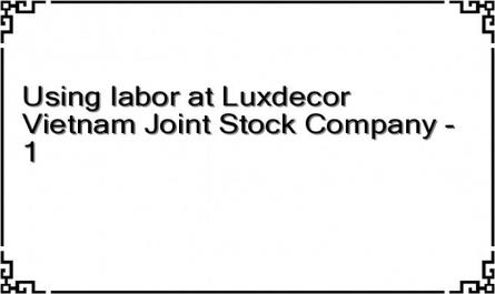 Using labor at Luxdecor Vietnam Joint Stock Company - 1