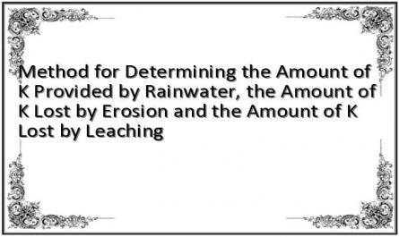 Method for Determining the Amount of K Provided by Rainwater, the Amount of K Lost by Erosion and the Amount of K Lost by Leaching