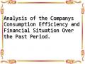 Analysis of the Companys Consumption Efficiency and Financial Situation Over the Past Period.