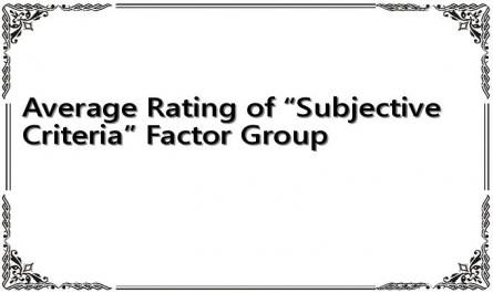 Average Rating of “Subjective Criteria” Factor Group